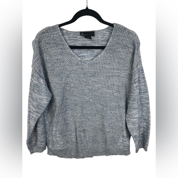 Lane Bryant Sweaters - Lane Bryant Blue Marled Open Knit Front Drop Shoulder Scoop Neck Sweater 14/16 W